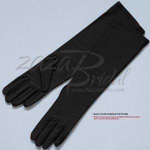 15.5″ Long 4-Way Stretch Matte Finish Satin Dress Gloves 8BL - Black